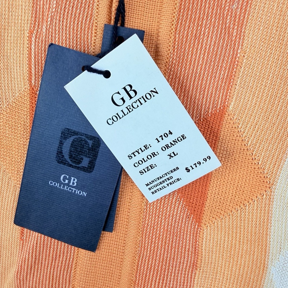 G B Collection Men's polo collar button-up placket Linen/acrylic SZ-XL VTG NWI - Picture 6 of 16